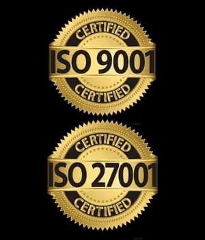 ISO 9001 and ISO 27001 certifications